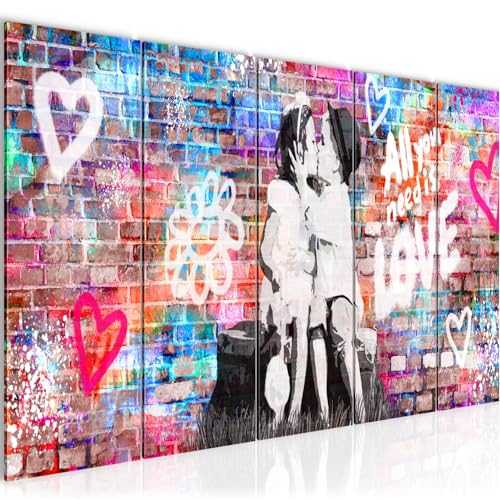 Runa Art Wandbild XXL the First Kiss Wohnzimmer Schlafzimmer 200 x 80 cm Bunt 5 Teilig - Made in Germany - 044655a Runa Art Wandbild XXL the First Kiss Wohnzimmer Schlafzimmer 200 x 80 cm Bunt 5 Teilig - Made in Germany - 044655a von Runa Art