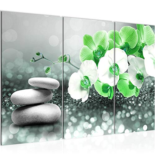 Runa Art Wandbilder Blumen Orchidee Bild XXL Wohnzimmer Schlafzimmer Grau Türkis Spa 120 x 80 cm 3 Teilig 035531b von Runa Art