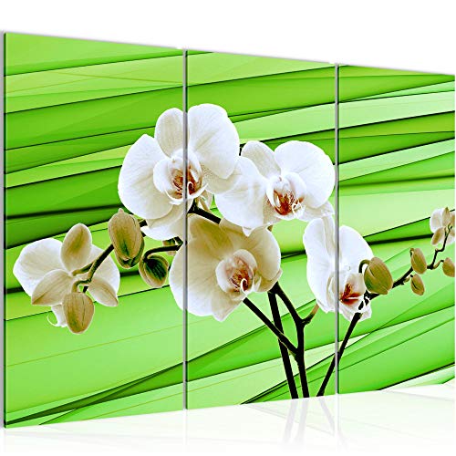 Runa Art Wandbilder Blumen Orchidee Bild XXL Wohnzimmer Schlafzimmer Grün Abstrakt 120 x 80 cm 3 Teilig 202031c von Runa Art