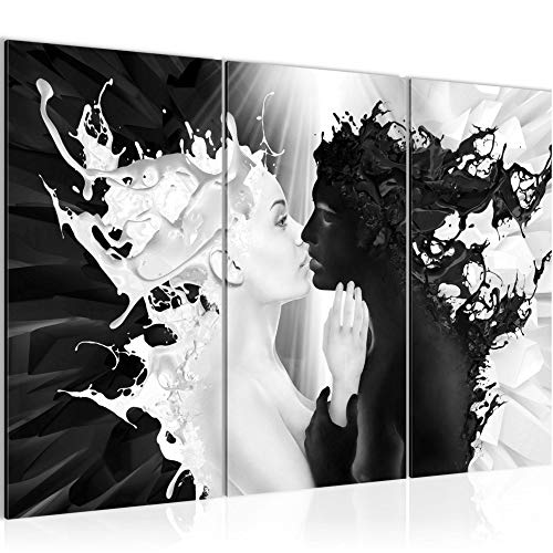 Runa Art Wandbilder Milk und Coffee Bild XXL Wohnzimmer Schlafzimmer Schwarz Weiss Romantisch 120 x 80 cm 3 Teilig 005031b von Runa Art