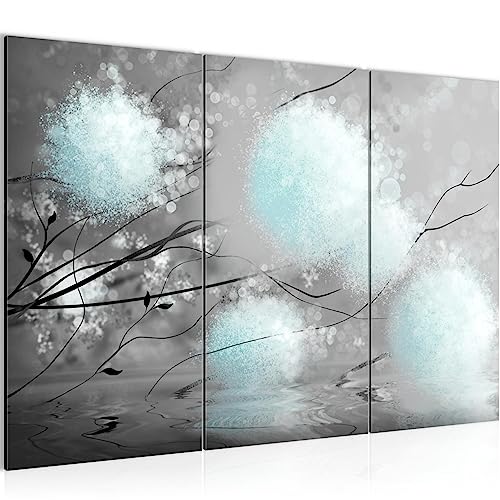 Runa Art Wandbilder Pusteblumen Bild XXL Wohnzimmer Schlafzimmer Grau Türkis Abstrakt 120 x 80 cm 3 Teilig 044231c von Runa Art