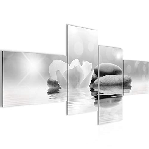 Runa Art Wandbilder Set XXL Blumen TulpenWohnzimmer Schlafzimmer Schwarz Weiss 4 Teilig - Made in Germany - 506045c von Runa Art