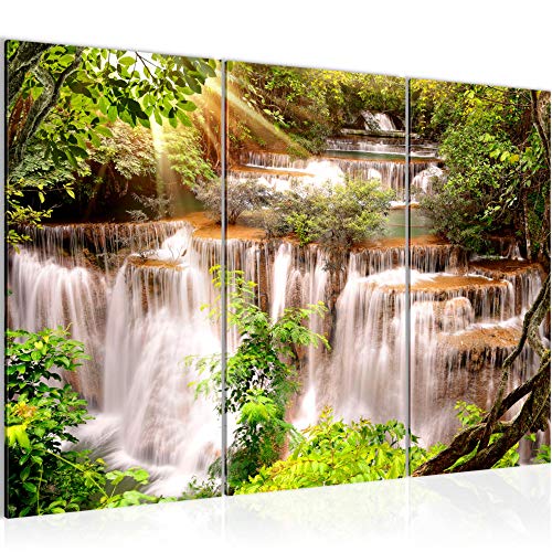 Runa Art Wandbilder Wasserfall Bild XXL Wohnzimmer Schlafzimmer Bunt Natur Landschaft 120 x 80 cm 3 Teilig 011731a von Runa Art