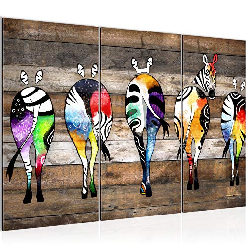 Runa Art Wandbilder Zebra Bild XXL Loft Wohnzimmer Beige Braun Streetart 120 x 80 cm 3 Teilig 034031b von Runa Art