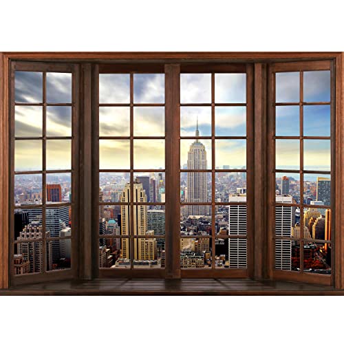 Runa Art Fototapete Fenster New York Modern Vlies Wohnzimmer Schlafzimmer - Made in Germany - Blau 9384010b von Runa Art