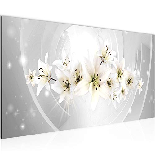 Runa Art Wandbild Blumen Lilien 1 Teilig 100 x 40 cm Modern Bild auf Vlies Leinwand Abstrakt Wohnzimmer Grau 006412c von Runa Art