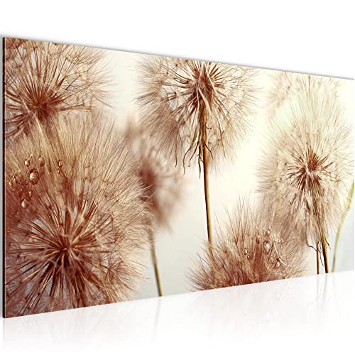 Runa Art Wandbild Blumen Pusteblumen 1 Teilig 100 x 40 cm Modern Bild auf Vlies Leinwand Natur Wohnzimmer Beige 042012b von Runa Art