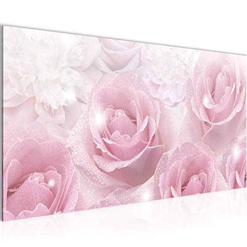 Runa Art Wandbild Blumen Rosen 1 Teilig 100 x 40 cm Modern Bild auf Vlies Leinwand Vintage Wohnzimmer Rosa 017212a von Runa Art