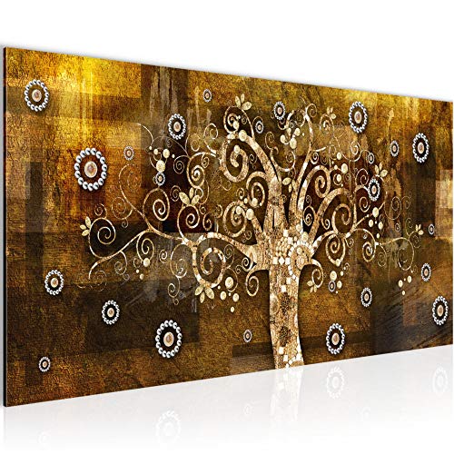 Runa Art Wandbild Gustav Klimt Baum des Lebens 1 Teilig 100 x 40 cm Modern Bild auf Vlies Leinwand Lebensbaum Wohnzimmer Schlafzimmer Beige Braun 028612a von Runa Art