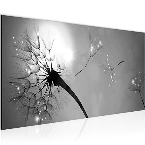 Runa Art Wandbild Pusteblume 1 Teilig 100 x 40 cm Modern Bild auf Vlies Leinwand Natur Wohnzimmer Schlafzimmer Schwarz Weiss 025912c von Runa Art