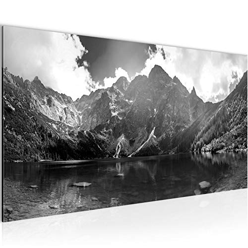 Runa Art Wandbild Berge Landschaft 1 Teilig 100 x 40 cm Modern Bild auf Vlies Leinwand Natur Schlafzimmer Wohnzimmer Schwarz Weiss 024612c von Runa Art