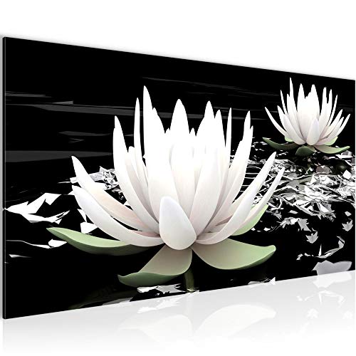 Runa Art Wandbild Blumen Lotusblume 1 Teilig 100 x 40 cm Modern Bild auf Vlies Leinwand Lotusblüte Wohnzimmer Grau Grün 203312a von Runa Art