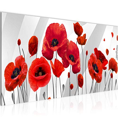 Runa Art Wandbild Blumen Mohnblumen 1 Teilig 100 x 40 cm Modern Bild auf Vlies Leinwand Feld Wohnzimmer Schwarz Weiss 208812a von Runa Art
