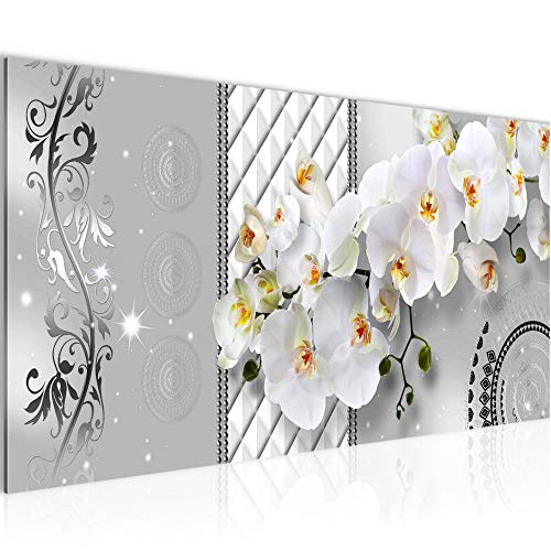 Runa Art Wandbild Blumen Orchidee 1 Teilig 100 x 40 cm Modern Bild auf Vlies Leinwand Abstrakt Wohnzimmer Grau 008812c von Runa Art