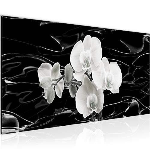 Runa Art Wandbild Blumen Orchidee 1 Teilig 100 x 40 cm Modern Bild auf Vlies Leinwand Abstrakt Wohnzimmer Schwarz Weiss 203212a von Runa Art