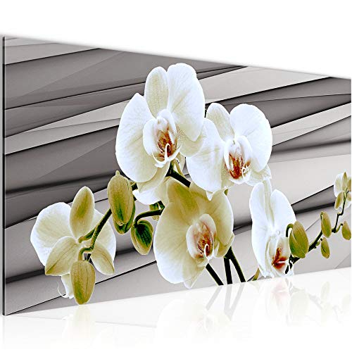 Runa Art Wandbild Blumen Orchidee 1 Teilig 100 x 40 cm Modern Bild auf Vlies Leinwand Abstrakt Wohnzimmer Grau Beige 202012b von Runa Art