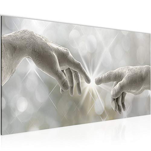 Runa Art Wandbild Die Erschaffung Adams Michelangelo 1 Teilig 100 x 40 cm Modern Bild auf Vlies Leinwand Abstrakt Hände Wohnzimmer Schlafzimmer Biege 612012a von Runa Art