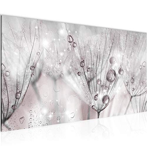 Runa Art Wandbild Pusteblume 1 Teilig 100 x 40 cm Modern Bild auf Vlies Leinwand Natur Wohnzimmer Schlafzimmer Rosa Grau 019912a von Runa Art