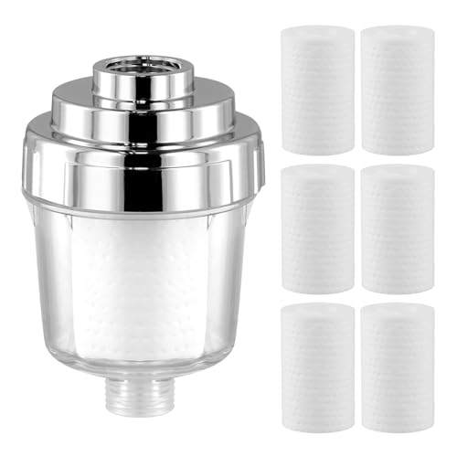 Duschfilter mit 6 Filterpatronen Dusche Kalkfilter, Duschkopf Kalkfilter, Wasserhahn Filter, Duschfilter für Kalkhaltiges Wasser, Kalkfilter Filter für Wasserhähne oder Dusche von Rundago