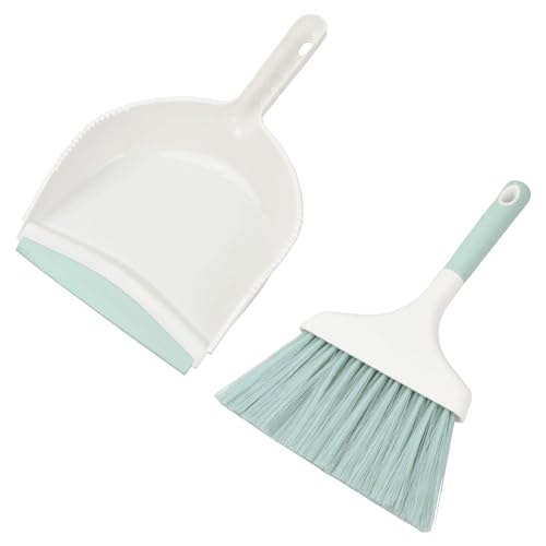 Rundago Effektives Schaufel und Besen Set, Mini Besen Tischfeger, Kleiner Besen und Kehrschaufel Reinigungsset, Handfeger Besen, für Haus, Büro, Schule und Haustier Reinigung (Grün) von Rundago