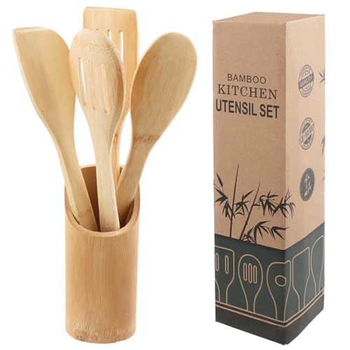 Holzlöffel Set aus Bambus inklusive Behälter - Nachhaltige Küchenhelfer - Kochlöffel, Pfannenwender, Lochkelle, Aufbewahrungsbehälter Holzlöffel Set aus Bambus inklusive Behälter - Nachhaltige Küchenhelfer - Kochlöffel, Pfannenwender, Lochkelle, Aufbewahrungsbehälter von Rundago