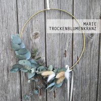 Kranz Aus Trockenblumen Metallring Boho Trockenblumenkranz Marie Türkranz Ring Eukalyptus Floral Hoop, 25cm Gold von RundumCreativ