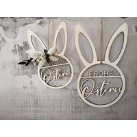 Kranz Frohe Ostern I Holzkranz Osterdeko Hase Vintage Holz Türkranz Osterhase Itrockenblumen von RundumCreativ