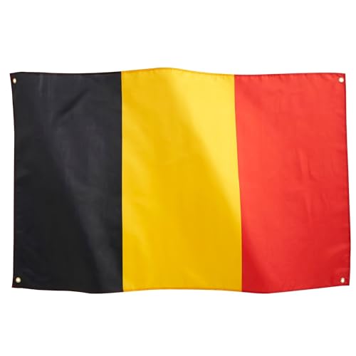 Runesol Belgien Nationalflagge 3x5, 91x152cm, Vlag Van België 4 Ösen, Eurovision 2024 Deko, Messingöse In Jeder Ecke, Belgier Banner, Weltmeisterschaft, Radsport, Euro Sports, Innen, Außen von Runesol