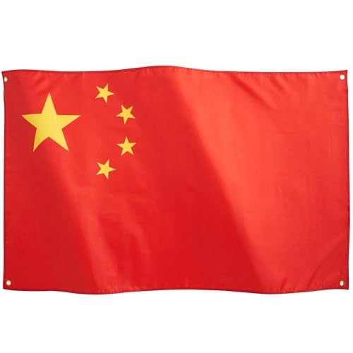 Runesol China Nationalflagge 3x5, 91x152cm, Volksrepublik China, 4 Ösen, Messingöse In Jeder Ecke, Chinesische Fahne, Olympiade, Sportveranstaltungen, Premium Fahnen, Innen, Außen von Runesol