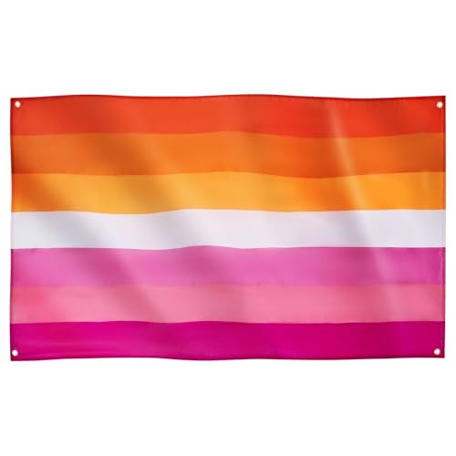 Runesol Lesben Flagge, 91x152cm, Lesbian Pride Fahne, Pride Flagge, LGBTQ+, Parade, Stolzparaden, Karneval, LGBTQ+ Geschichtsmonat, Tag des Schweigens, Tag der lesbischen Sichtbarkeit, satte Farben von Runesol
