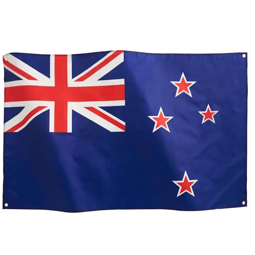 Runesol Neuseeland Nationalflagge 3x5, 91x152cm, 4 Ösen, Messingöse In Jeder Ecke, Neuseeländer Fahnenbanner, Rugby World Cup, All Blacks, Premium Fahnen, Wasserdicht, Innen, Außen von Runesol