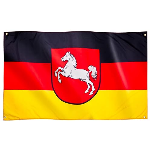 Runesol Niedersachsen Flagge für Balkon, 91x152cm, Niedersachsen Fahne mit 4 Ösen, Deutschland Bundeslandflagge, Premium-Flaggen für drinnen und draußen, lebendige Farben von Runesol