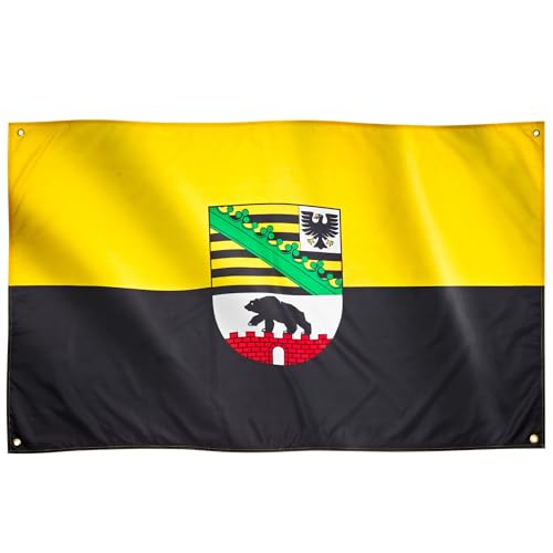 Runesol Sachsen-Anhalt Flagge für Balkon, 91x152cm, Sachsen-Anhalt Fahne mit 4 Ösen, Deutschland Landesflagge, Premium-Flaggen für drinnen und draußen, satte Farben von Runesol