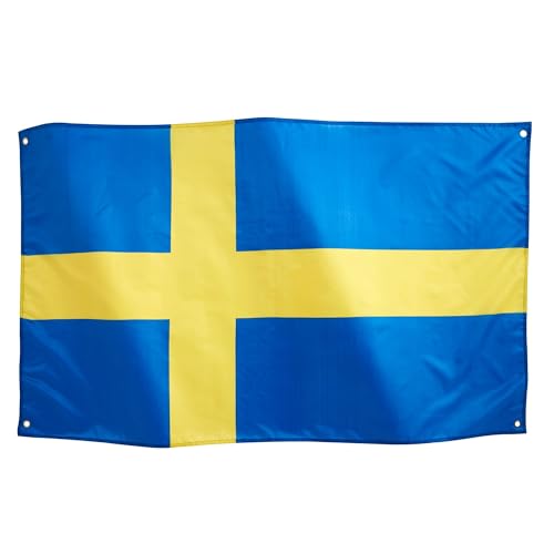 Runesol Schweden Flagge 3x5, 91x152cm, Sveriges Flagga 4 Ösen, Messing Öse In Jeder Ecke, Schweden Nationalflagge Banner, Königliche Feiern, Feiertage, Premium-Flaggen, Wasserdicht, Innen, Außen von Runesol
