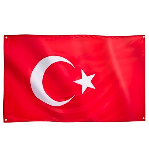 Runesol Türkei Flagge, 91x152cm, Türkei Fahne, 4 Ösen, eine in jeder Ecke, Tag des Sieges, Türkischer Tag der Republik, Premium Fahnen für draußen und drinnen, satte Farben von Runesol