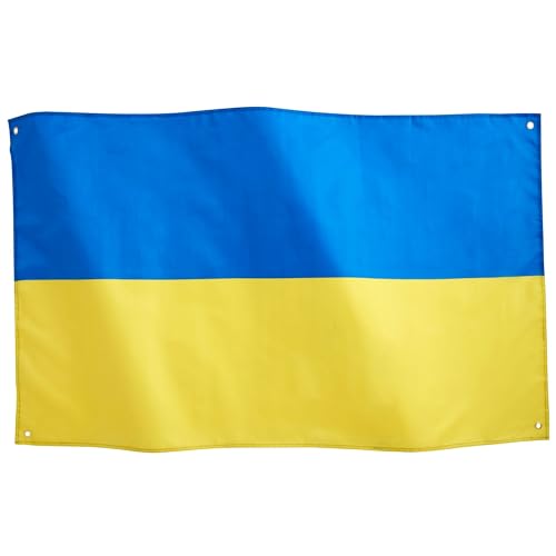 Runesol Ukraine Nationalflagge 3x5, 91x152cm, Прапор України 4 Ösen, Messingöse In Jeder Ecke, Ukrainische Flagge, Premium-Flaggen, Wasserdicht, Innen, Außen von Runesol