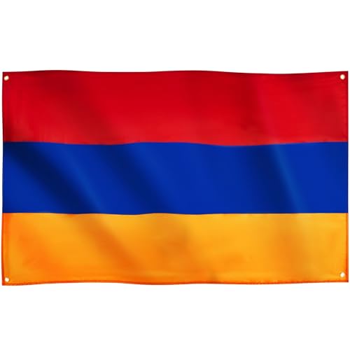 Runesol Armenien Flagge, 91x152 cm, 4 Ösen, Tag des Sieges und des Friedens, Armenische Nationalflagge, Trikolore, drinnen und draußen, Tag der Republik, Fahne, Gedenktag von Runesol