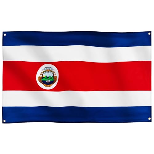 Runesol Costa Rica Flagge, 91x152cm, 4 Ösen, eine in jeder Ecke, Costa Rica Fahne, Tiquicia Banner, Premium-Flaggen für drinnen und draußen, Fahne, lebendige Farben von Runesol