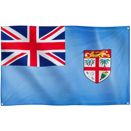 Runesol Fiji Flagge, 91x152 cm, 4 Ösen, eine in jeder Ecke, Fidschianische Nationalflagge, Premium-Flaggen für drinnen und draußen, Fahne, lebendige Farben, Figi, Fidschi von Runesol