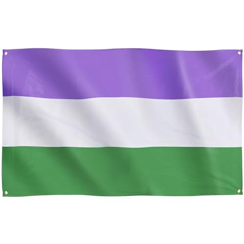 Runesol Genderqueer Pride Flagge, 91x152 cm, 4 Ösen, eine in jeder Ecke, Gay Pride Flagge, LGBT+ Flagge, nichtbinäre Pride Fahne, Premium-Fahnen für drinnen und draußen, lebendige Farben von Runesol