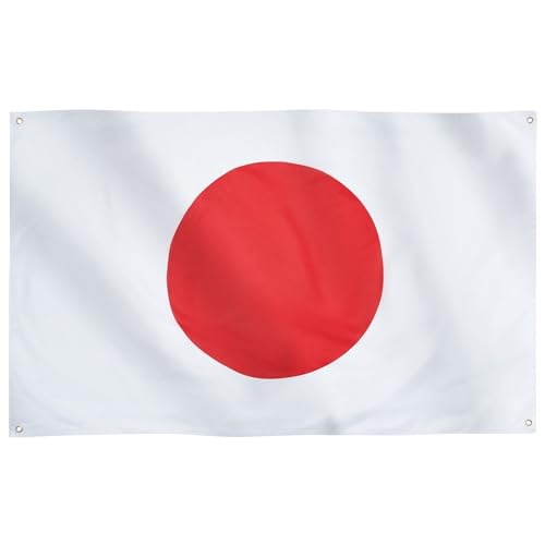 Runesol Japan Flagge, 91x152cm (3ft x 5ft), 4 Ösen, japanische Flagge, Nisshōki, Land der aufgehenden Sonne, Hinomaru Länderfahne, Premium-Fahnen für drinnen und draußen, lebendige Farben von Runesol