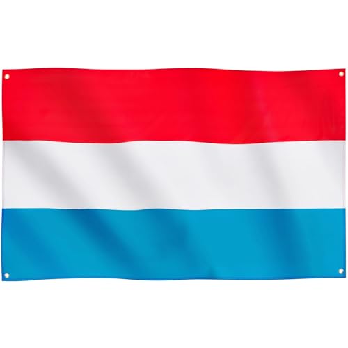 Runesol Luxemburg Flagge, 91x152cm, 4 Ösen, eine in jeder Ecke, Eurovision, Luxembörg, Nationalflagge, Premium-Flaggen für drinnen und draußen, Fahne, lebendige Farben von Runesol