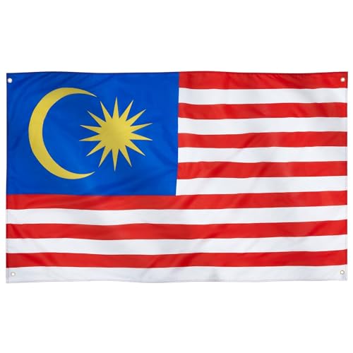 Runesol Malaysia Flagge, 91x152cm (3ft x 5ft), 4 Ösen, malaysische Flagge, Streifen des Ruhmes Flagge, Länderfahne, lebendige Farben, Innen, außen von Runesol