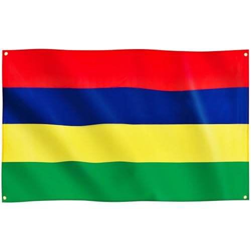 Runesol Mauritius Flagge, 91x152 cm, 4 Ösen, eine in jeder Ecke, Maurice Fahne, Moris, Mauritianisches Banner, Premium-Flaggen für drinnen und draußen, lebendige Farben von Runesol