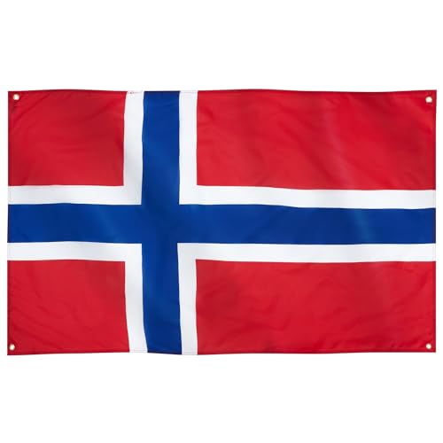 Runesol Norwegen Flagge, 91x152cm (3ft x 5ft), 4 Ösen, norwegische Flagge, Nordische Fahne, Länderflagge Norwegen, Premium-Fahnen für drinnen und draußen, lebendige Farben von Runesol