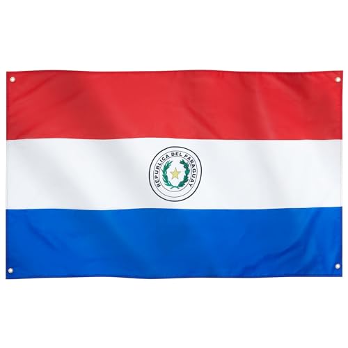 Runesol Paraguay Flagge, 91x152cm (3ft x 5ft), 4 Ösen, Pandera De Paraguay, Republica De Paraguay Nationalflagge, Premium-Fahnen für drinnen und draußen, lebendige Farben von Runesol