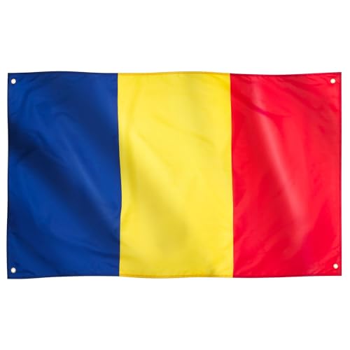 Runesol Rumänien Flagge, 91x152cm (3ft x 5ft), 4 Ösen, rumänische Flagge, Synaxis des Heiligen Johannes des Täufers, Steagul României, Premium-Fahnen für drinnen und draußen, Martisor von Runesol