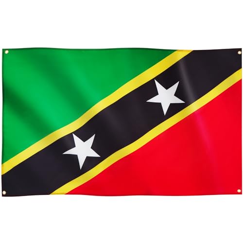 Runesol Saint Kitts und Nevis Flagge, 91x152 cm, 4 Ösen, eine in jeder Ecke, Karibik-Flagge, Saint Christopher, Nationalflagge, Premium-Flaggen für drinnen und draußen, Banner, lebendige Farben von Runesol