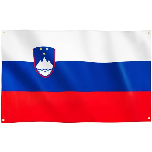 Runesol Slowenien Flagge, 91x152 cm, slowenische Nationalflagge, Eurovision, Slovenija, 4 Ösen, eine in jeder Ecke, Premium-Flaggen für drinnen und draußen, Fahne, Tag des Aufstandes von Runesol