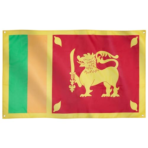 Runesol Sri Lanka Flagge, 91x152cm, 3x5ft, 4 Ösen, Sri Lanka Nationalflagge, Sinha Flag, Lion Flag, T20 Kricket, Buddha's Geburtstag, Buddha Purnima, drinnen, draußen, lebendige Farben von Runesol